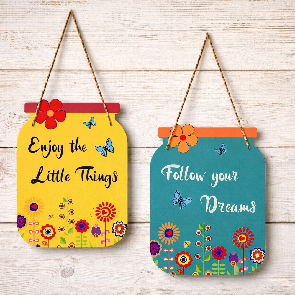 Set of 2 Follow Your Dreams Quote Decorative Wall Wooden Wall Hanger Farmhouse